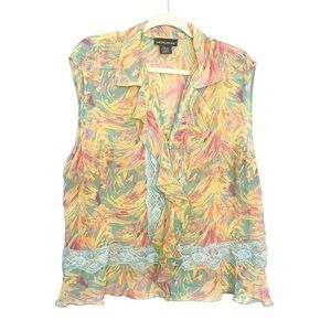 Metro Style Y2K Lace Ruffle Sleeveless Colorful Blouse 20